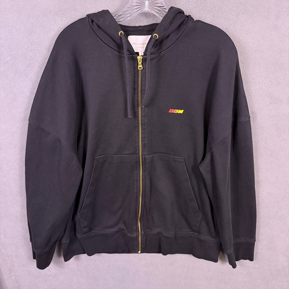 Drole De Monsieur  Hoodie Mens Medium Black Full Zip DDM Graphic Portugal Cotton